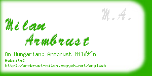 milan armbrust business card